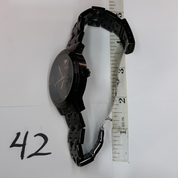 Guess Steel Round Diamond Black Men's Watch - Picture 3 of 4